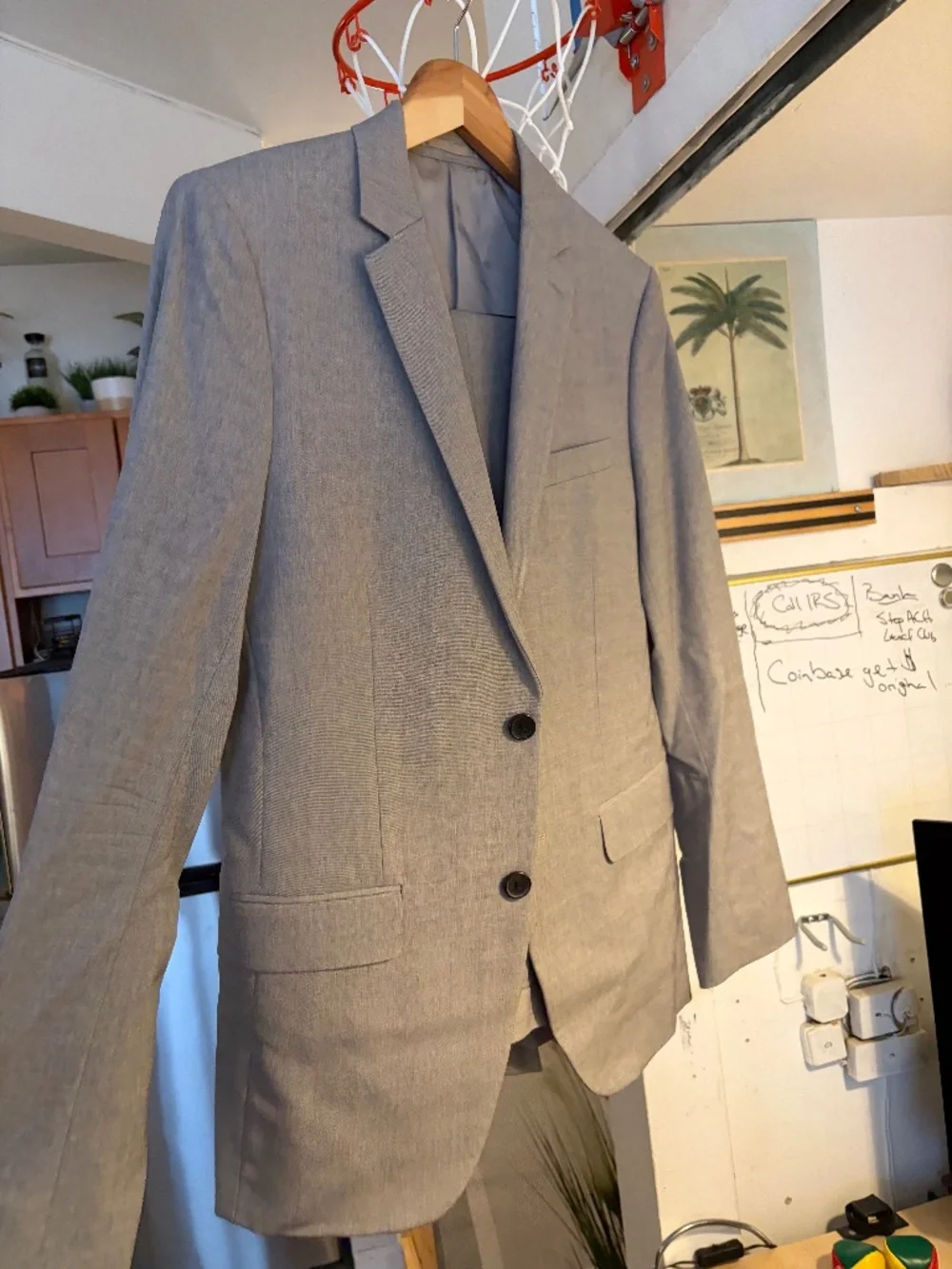 Theory Men's Light Gray Slim Fit Suit 2-Piece 36R